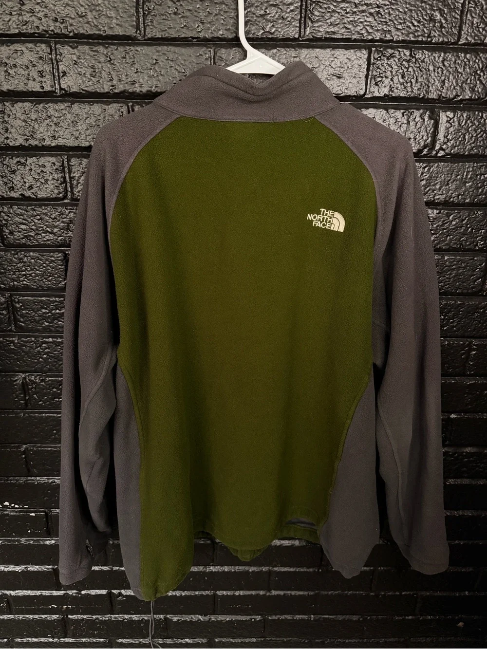 The North Face Men's Olive Green & Charcoal Full‑Zip Fleece Jacket